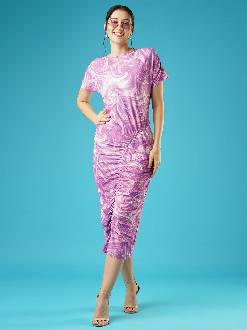 globus Globus Women Printed Short Sleeves Sheath Midi Dress