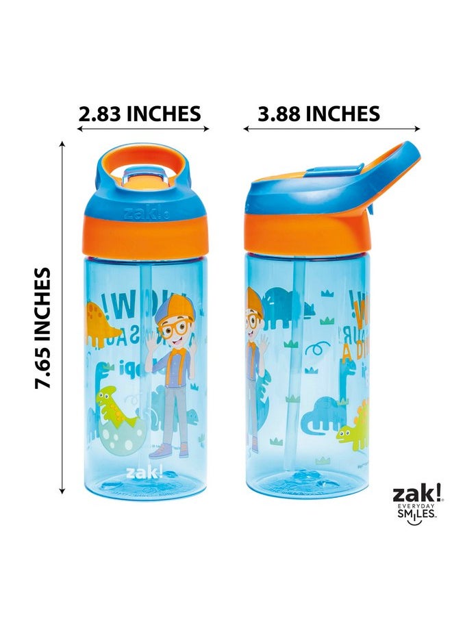 زاك ديزاينز زجاجة مياه للأطفال من Zak Designs Blippi مع غطاء فوهة وحلقة حمل مدمجة، مصنوعة من البلاستيك المتين، تصميم زجاجة مياه مانعة للتسرب للسفر (17.5 أونصة، عبوة من قطعتين)  - Image 5