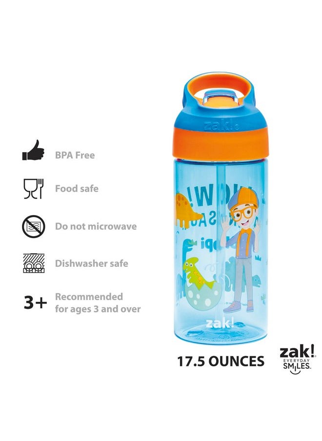 زاك ديزاينز زجاجة مياه للأطفال من Zak Designs Blippi مع غطاء فوهة وحلقة حمل مدمجة، مصنوعة من البلاستيك المتين، تصميم زجاجة مياه مانعة للتسرب للسفر (17.5 أونصة، عبوة من قطعتين)  - Image 4