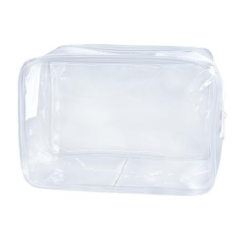 TotePrint Neon TSA Approved Clear Toiletry Pouch, 7"x2.3"x4.7" Size, PVC Travel Makeup Bags for Toiletries, Transparent Cosmetic Bag for Women and Men Small (transparent) - Image 1