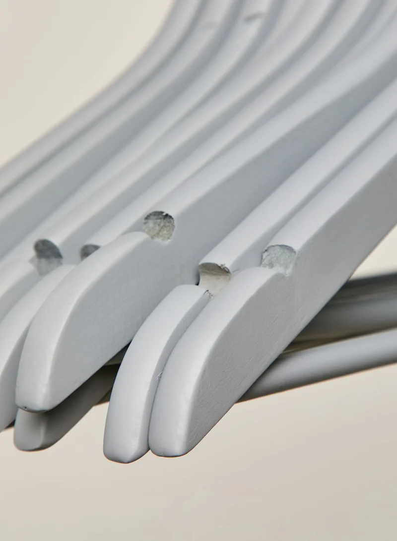 Premier Grey Set Of 10 Wooden Clothes Hangers