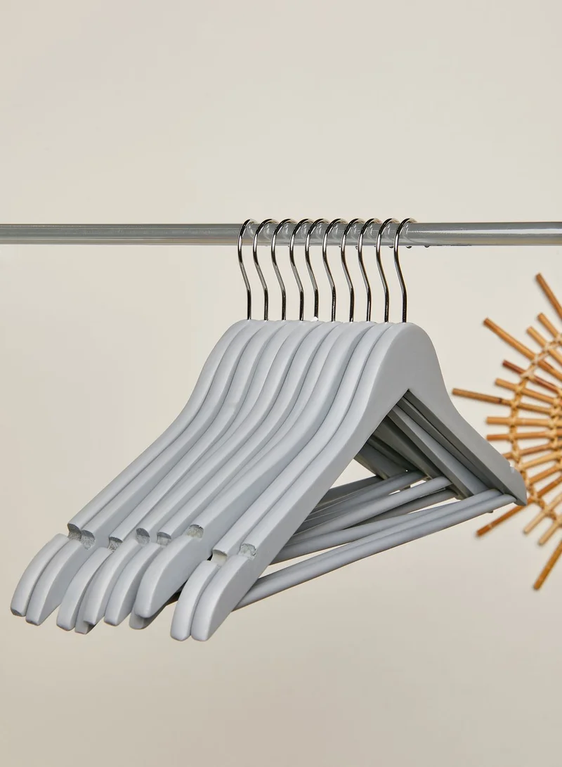 Premier Grey Set Of 10 Wooden Clothes Hangers