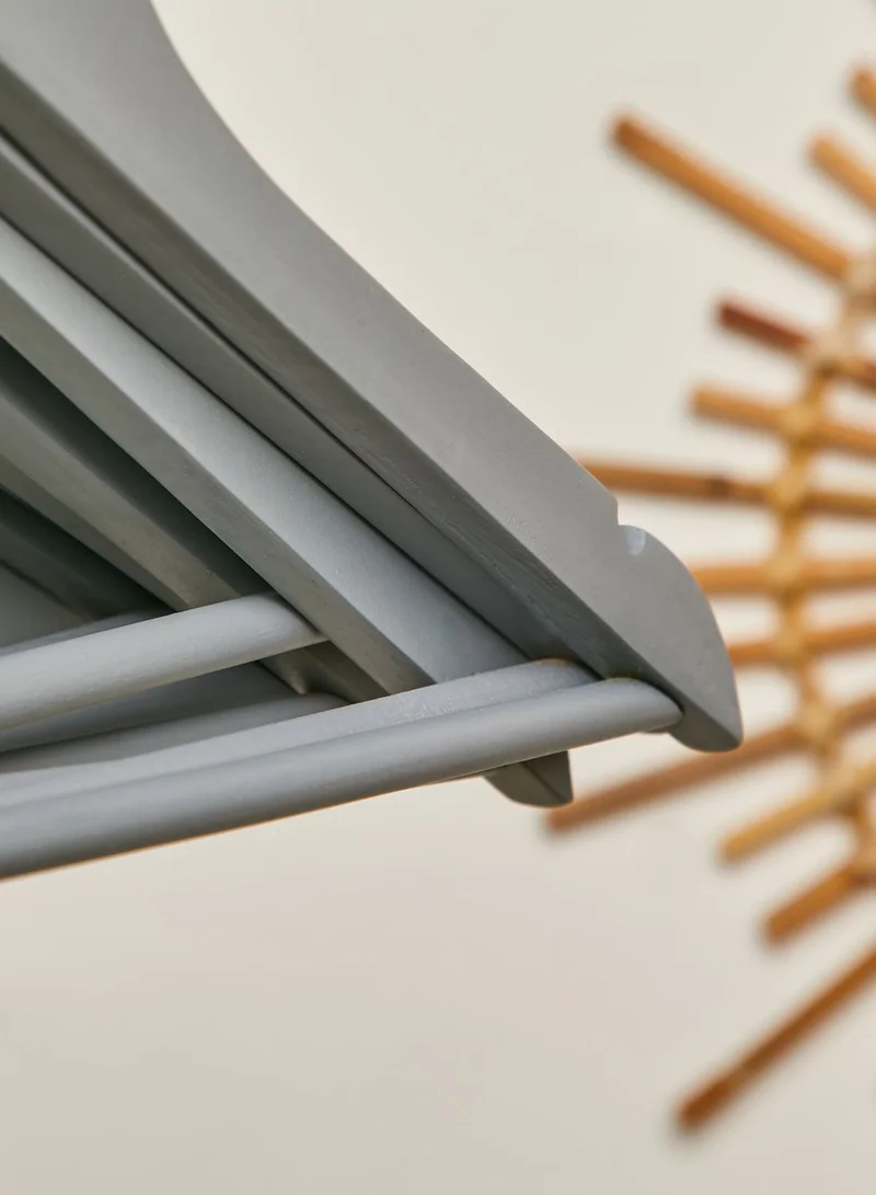 Premier Grey Set Of 10 Wooden Clothes Hangers