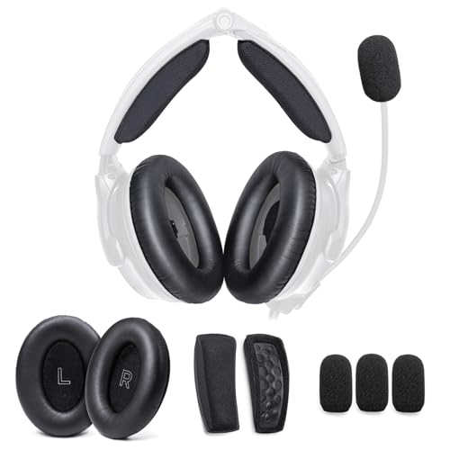 Voarmaks Replacement Ear Pads Headband Cushion Pad Compatible with Bose A30 Aviation Headset Including Inner Foam Filter Inserts 3 Mic Covers Windscreen Protein Leather Memory Foam Refresh Kit - Image 1