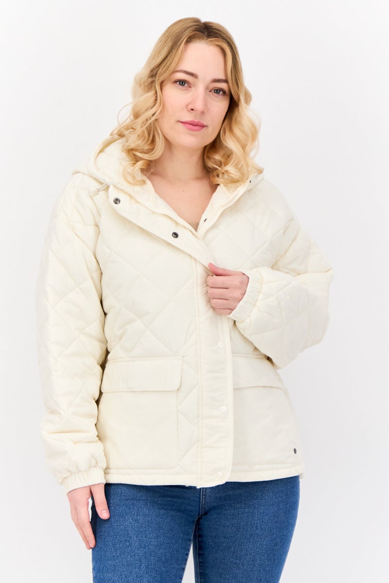 Bearpaw Women Quilted Puffer Jacket, Ivory - Image 1