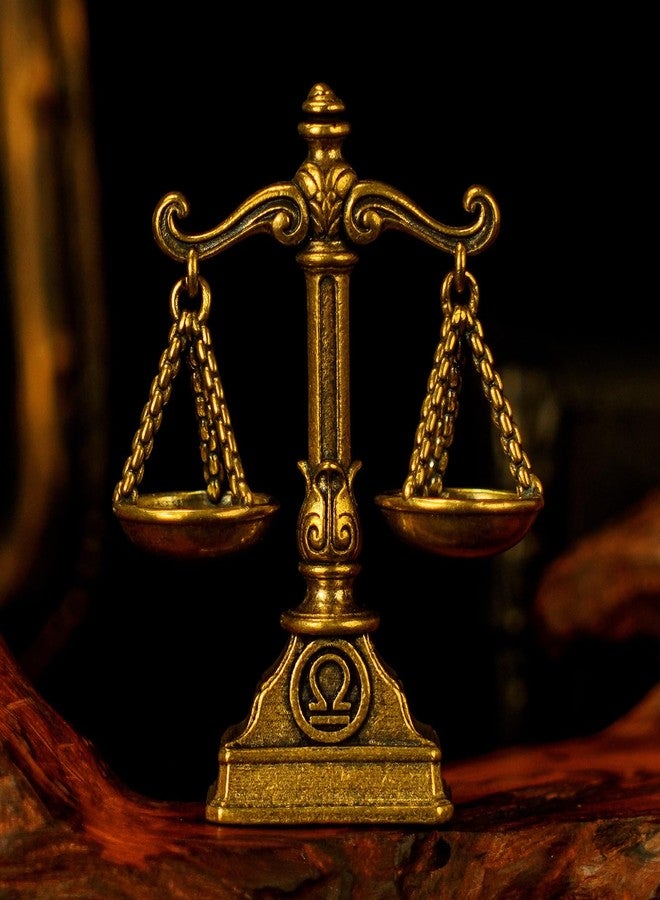 chovy تمثال برج الميزان - تمثال نحاسي مصنوع يدويًا بالكامل، قطعة ديكور فريدة للمنزل والمكتب، هدية مثالية لعشاق الأبراج - Image 1