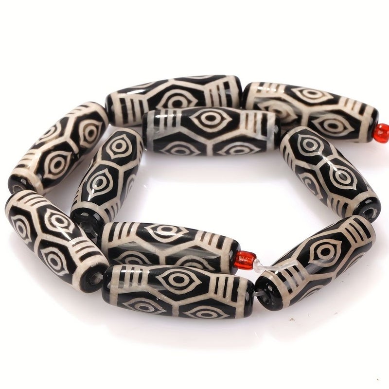 Lomuin Natural Stone Dzi Beads With Eye Wheel Design For DIY Jewelry Bracelet Making Spacer Bead Accessories 1pc Tai - Image 5