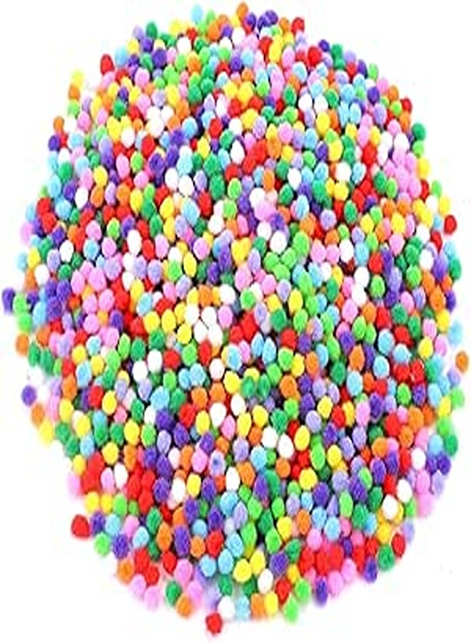 Jancosta 2000 Pieces 7mm Pom Poms Cheerleading Balls for Crafts Making,Hobby Supplies and DIY Creative Crafts Decorations,Assorted Mixed Color Soft Flutty Mini Pom Poms for Kids Art