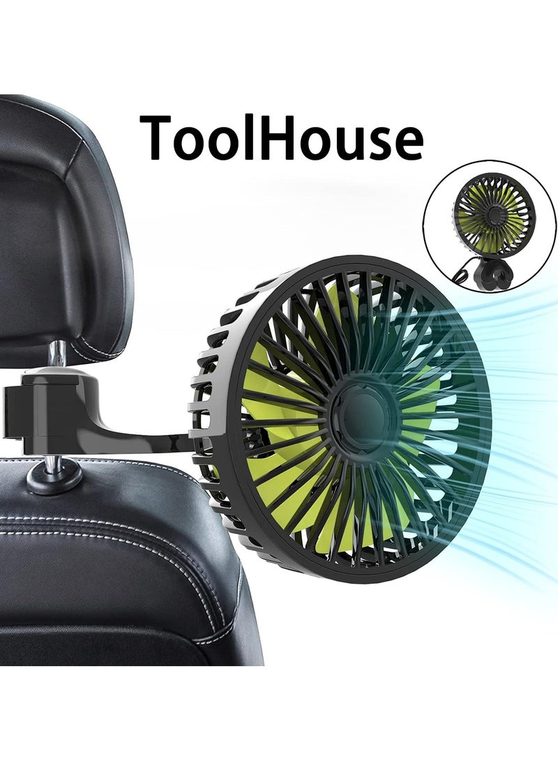 ToolHouse Portable USB Car Fan 3-Speed Car Electric Fan with Low Noise Car Cooling Fan with Free Angle Adjustment Air Circulation Fan for SUV RV Vehicles  - Image 1
