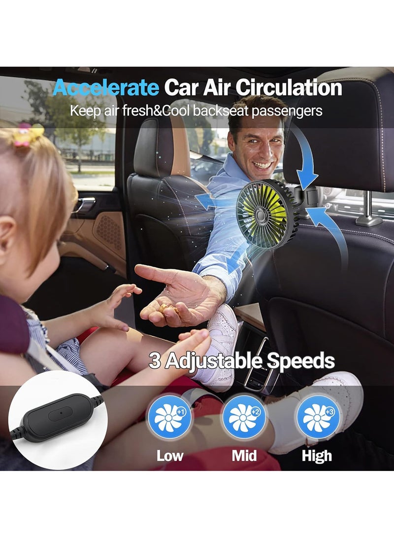 ToolHouse Portable USB Car Fan 3-Speed Car Electric Fan with Low Noise Car Cooling Fan with Free Angle Adjustment Air Circulation Fan for SUV RV Vehicles  - Image 5