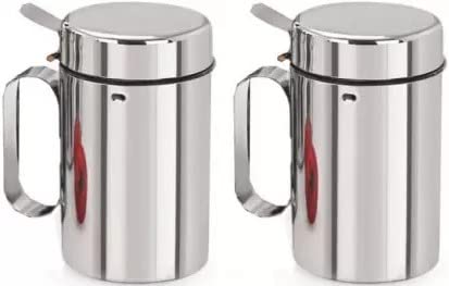 VISAXMI Stainless Steel Oil Dispenser 1 Litre 1000 ml with Nozzle Container and Handle JUMBO Dispenser 2pcs