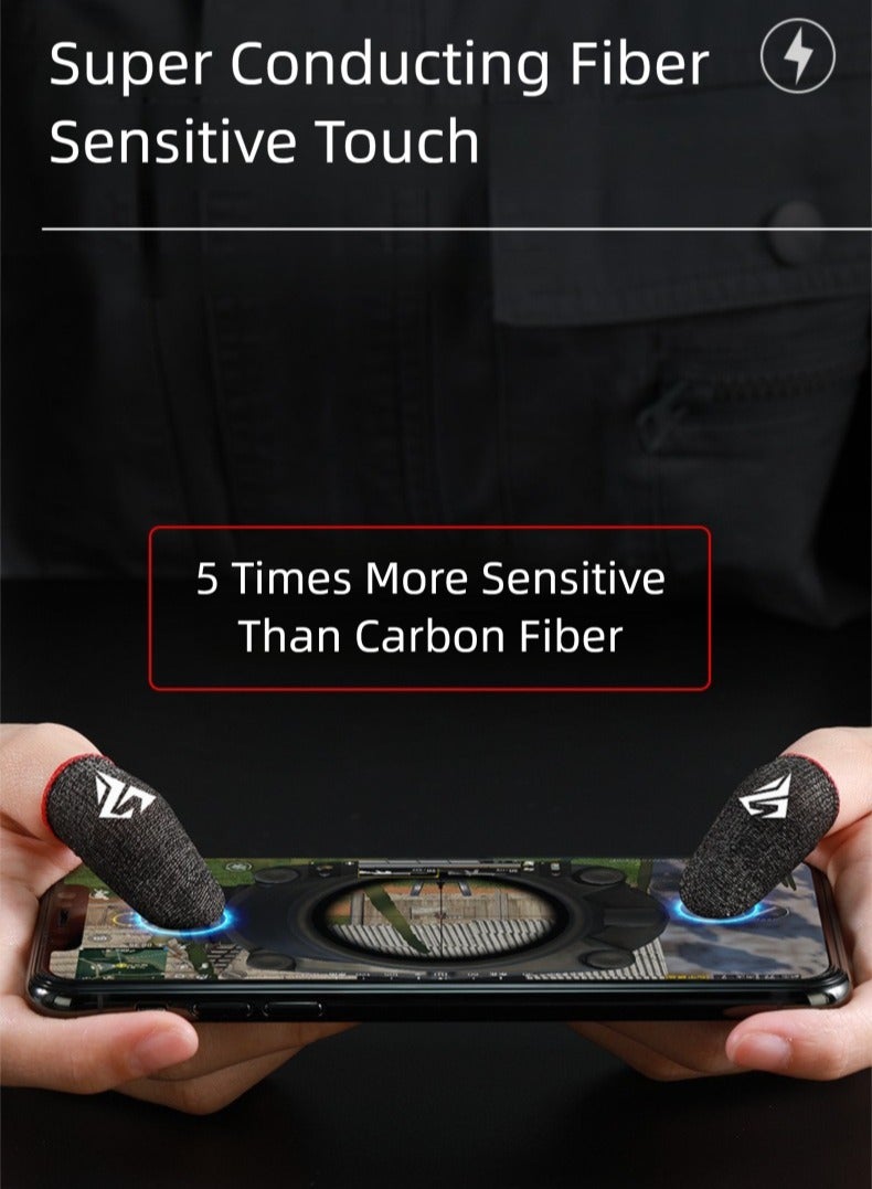 4-on Mobile Game Triggers with 2 Pairs Anti-Slip Finger Sleeves - Gaming Controller for Shooting Games PUBG, Fortnite, Call of Duty Mobile - Compatible with iPhone  Android Phones (Non-Slip Design, - Image 5