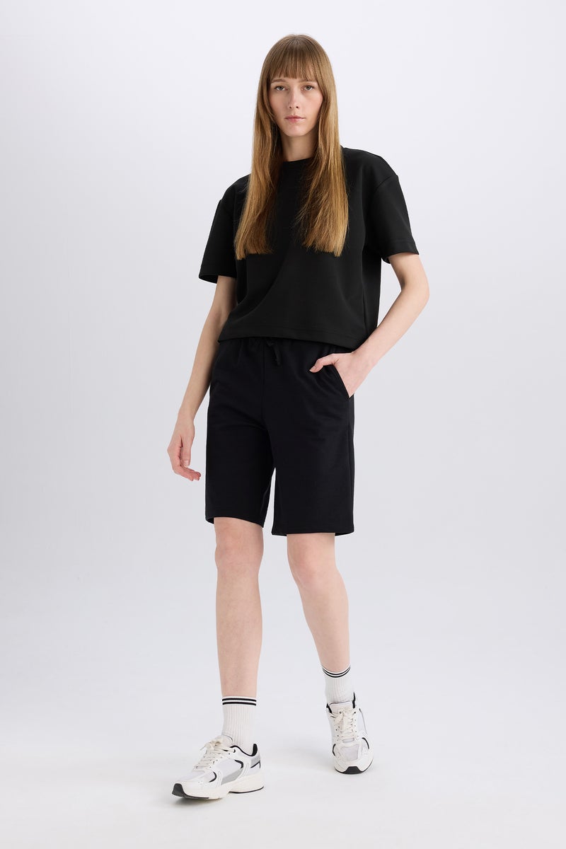 DeFacto Woman Regular Fit Thin Sweatshirt Fabric Basic Normal Waist Regular Hem Bermuda  - Image 5