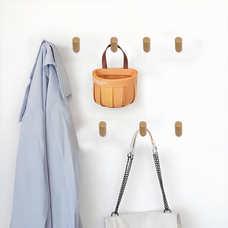 7 Pack Wooden Coat Hooks Wall Mounted Hat Hooks with Screws for Clothes Towels - Image 4