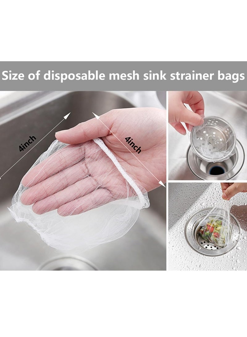 KOOKNA 200 PCS Disposable Mesh Sink Garbage Bags, Universal Fine Mesh Sink Strainer Net Bag for Collecting Food Scraps and Hair, Anti-Clogging Filters for Sink, Shower and Floor Drains, Highly Elastic - Image 2