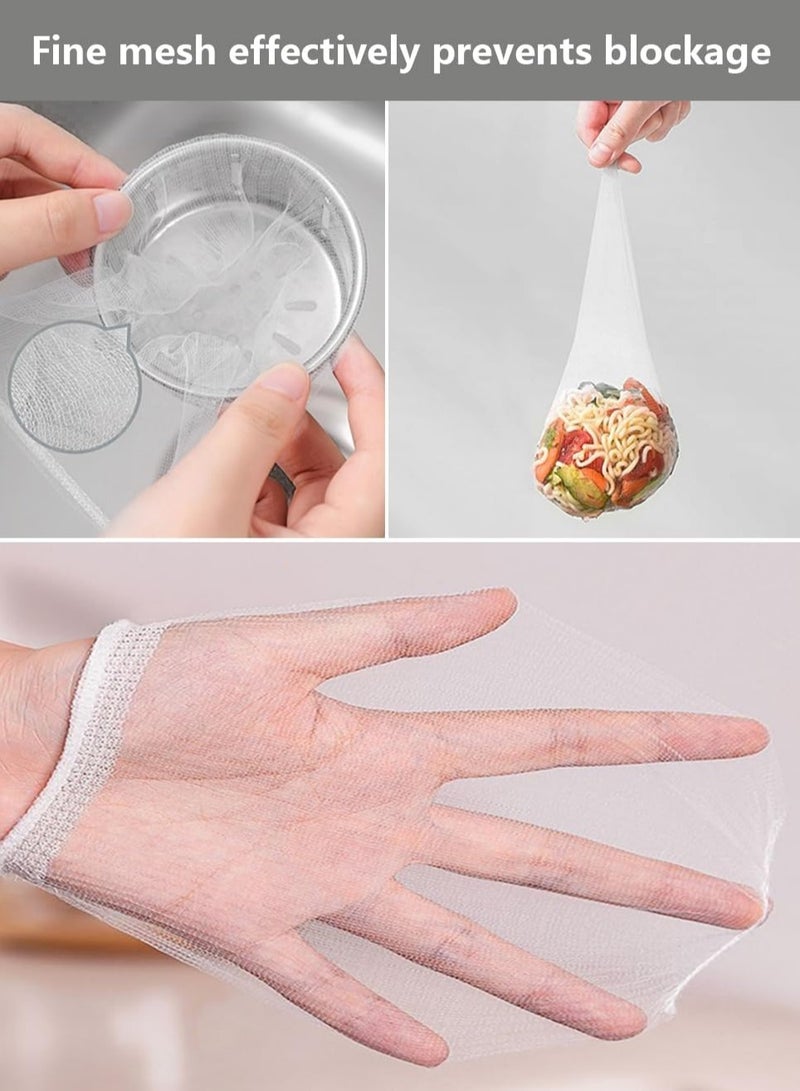 KOOKNA 200 PCS Disposable Mesh Sink Garbage Bags, Universal Fine Mesh Sink Strainer Net Bag for Collecting Food Scraps and Hair, Anti-Clogging Filters for Sink, Shower and Floor Drains, Highly Elastic - Image 3