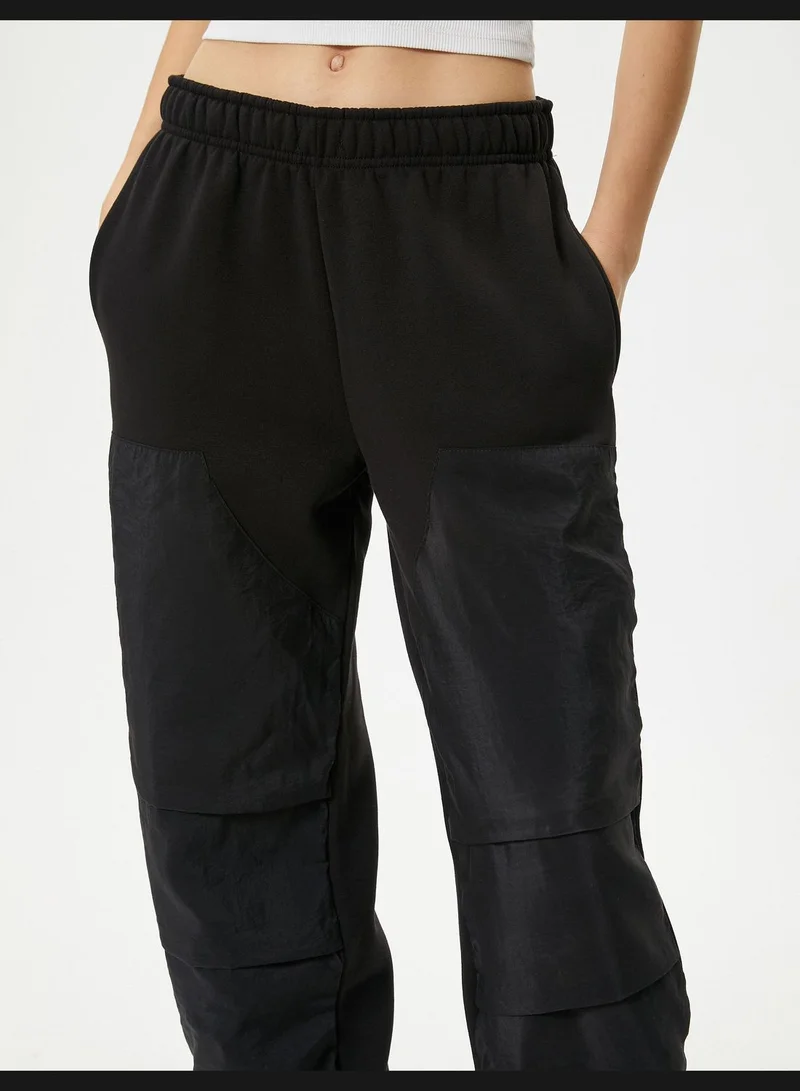 كوتون Jogger Sweatpants Parachute Fabric Detail Pockets Relax Fit