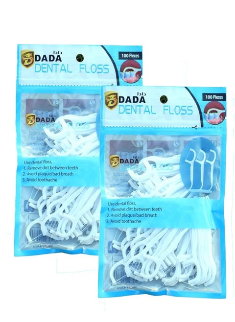 Dada Dental Floss, Floss Picks, Gum cleaner, floss mint, teeth essential, Plaque remover, cavity reducer, Deep Cleaning, crescent design flosser,100 Count/Pack,