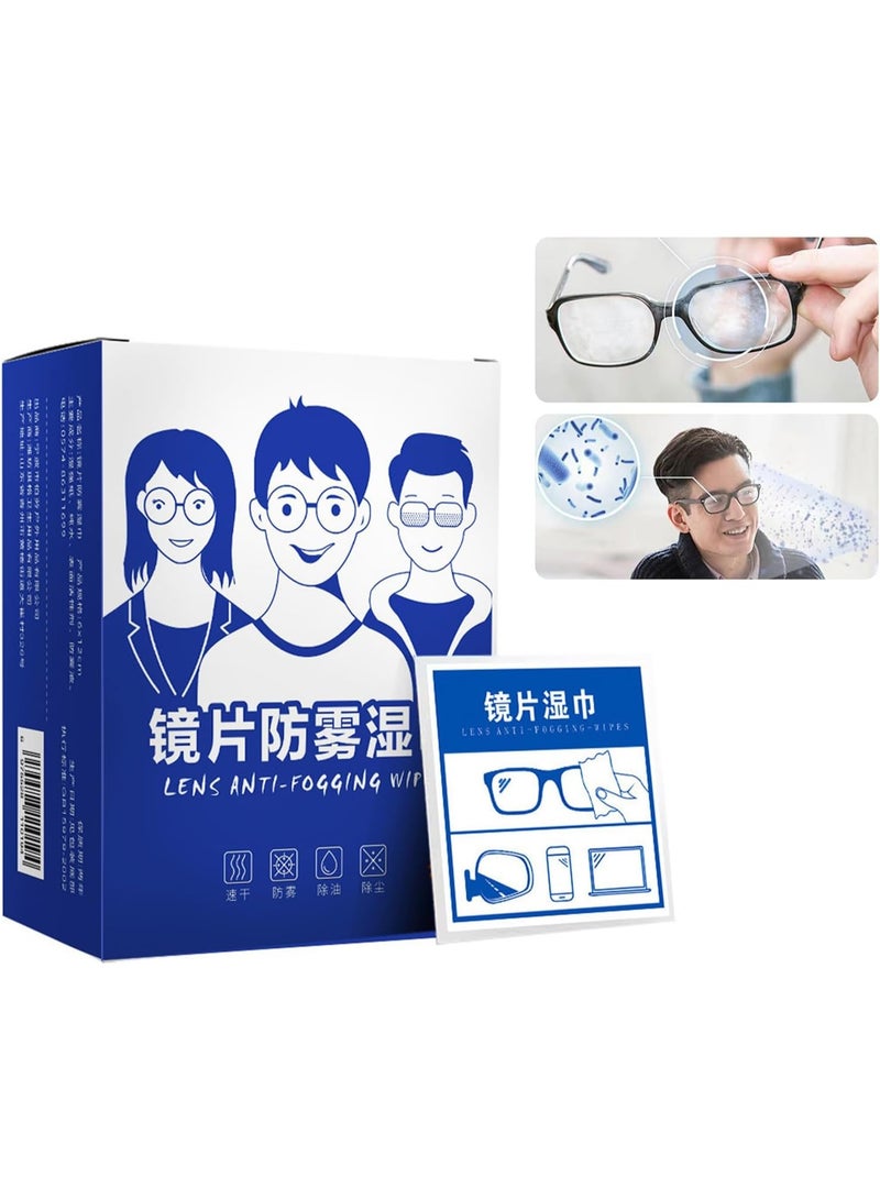 Anti-fog lens wipes - Lens cleaning wipes - Quick-drying, individually wrapped wipes for eyeglasses, lenses, screens, face masks, and swimming goggles (100 pieces) - Image 1