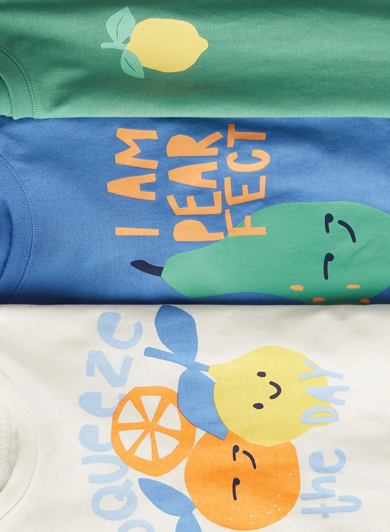 H&M Kids 3- Pack Printed Crew Neck T-Shirt