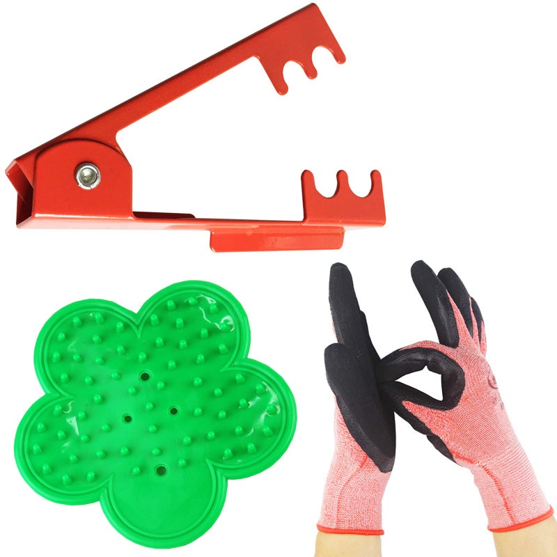 TIHOOD 3PCS Professional Rose Leaf Thorn Stripper Kit Stripping Tool Thorn Remover for Roses & Garden Glove (2 kinds of rose leaf thorn strippers+1 pair glove) - Image 1