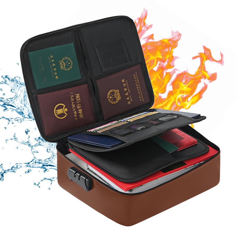 Document Storage Document Bag Folding Waterproof File Bag Multi-Functional Glass Fiber Fireproof File Box Folder - Image 1