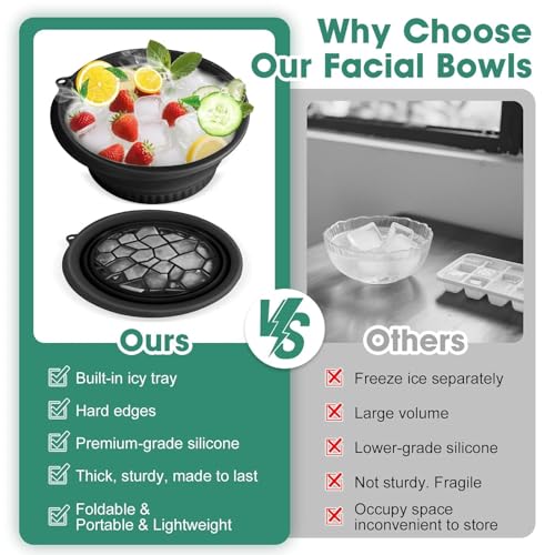 PXBQ Face Bowl for Ice with Built-in Ice Tray – Collapsible Silicone Facial Ice Bath Bowl for Cold Plunge Therapy, Skin Tightening & Acne Relief – Portable Spa Tool for Home & Travel (Pack of 1) - Image 4