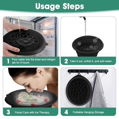 PXBQ Face Bowl for Ice with Built-in Ice Tray – Collapsible Silicone Facial Ice Bath Bowl for Cold Plunge Therapy, Skin Tightening & Acne Relief – Portable Spa Tool for Home & Travel (Pack of 1) - Image 2
