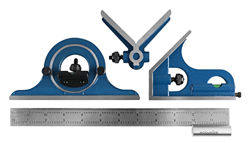 Accusize Industrial Tools 12'' 4 Combination Square Ruler Set Protractor Satin, 4-R Graduation, 0000-8101 - Image 4