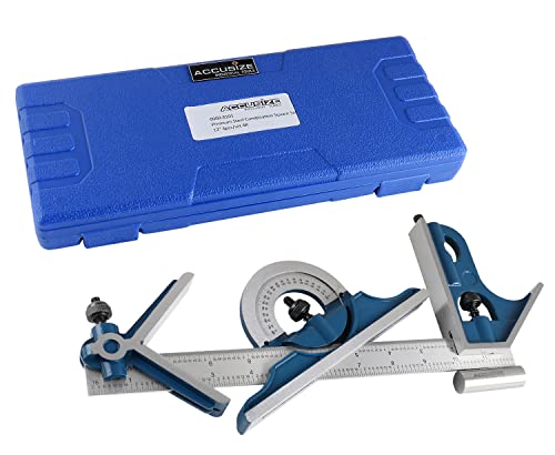 Accusize Industrial Tools 12'' 4 Combination Square Ruler Set Protractor Satin, 4-R Graduation, 0000-8101 - Image 3