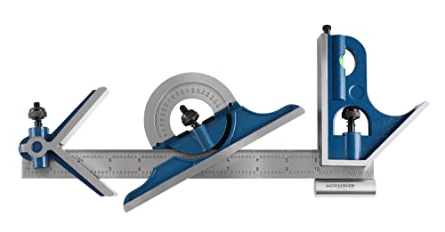 Accusize Industrial Tools 12'' 4 Combination Square Ruler Set Protractor Satin, 4-R Graduation, 0000-8101 - Image 5