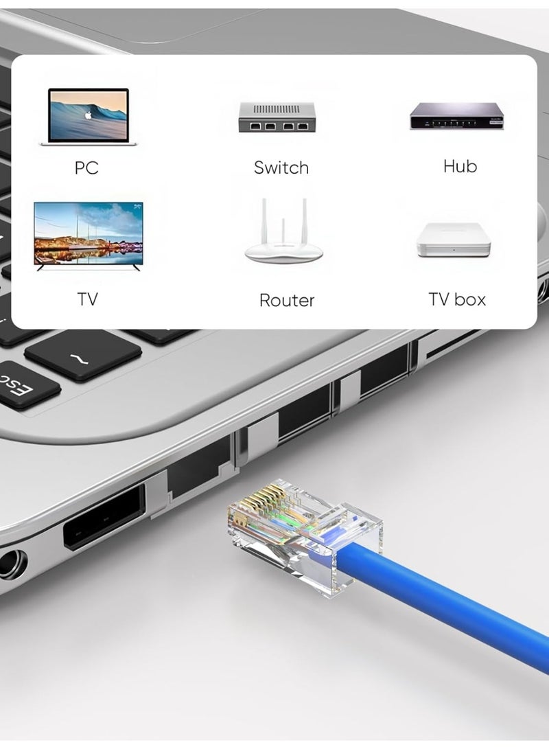 موصلات تجعيد كابل إيثرنت CAT6، قابس شبكة UTP للأسلاك الصلبة والكابلات القياسية، شفاف - Image 4