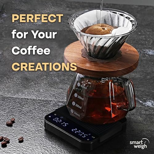 Smart Weigh Coffee Scale 3000g x 0.1g High Precision Sensors Accurate Scale for Espresso Pour-Over Coffee Digital Kitchen Food Scale for Baking Portable Kitchen Scale with LED Display - Image 2