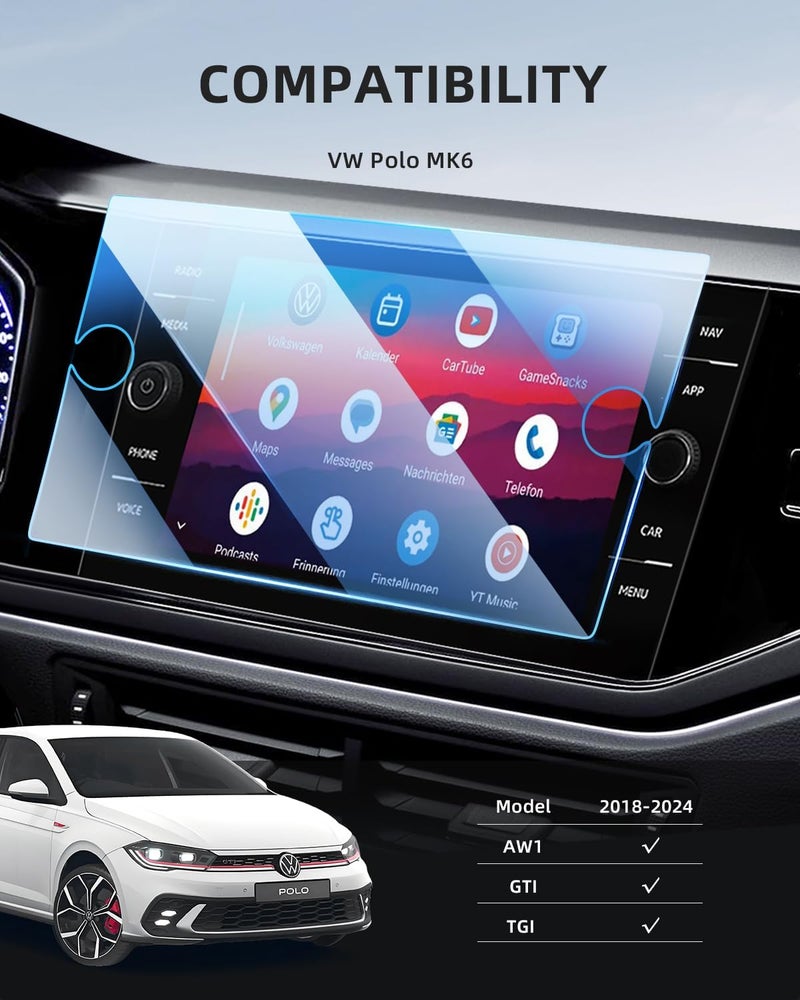 LANGBEAN 8" Discover Media Screen Protector for VW Polo MK6 2018-2024 2025, 9H Tempered Glass Protective Film Screen Protector Film Compatible with Volkswagen Polo 6 AW1 GTI TGI Scratch Resistant - Image 2