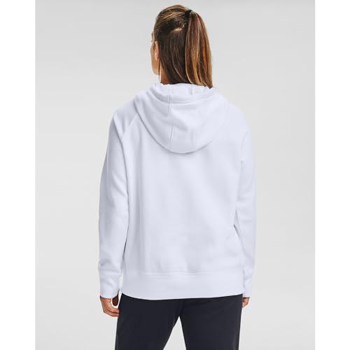 Under Armour Womens Rival Fleece Logo Hoodie , White (100)/Black , X-Small - Image 2