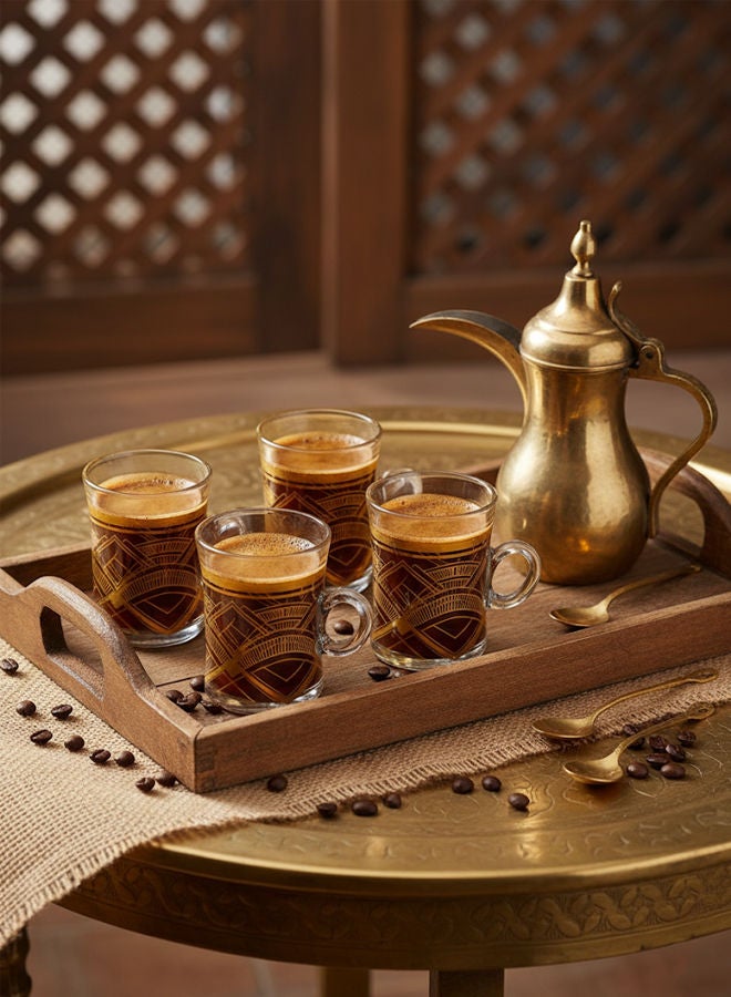 Dove 6-Piece Glass Tea Cup Set Clear/Gold 90ML - Image 3