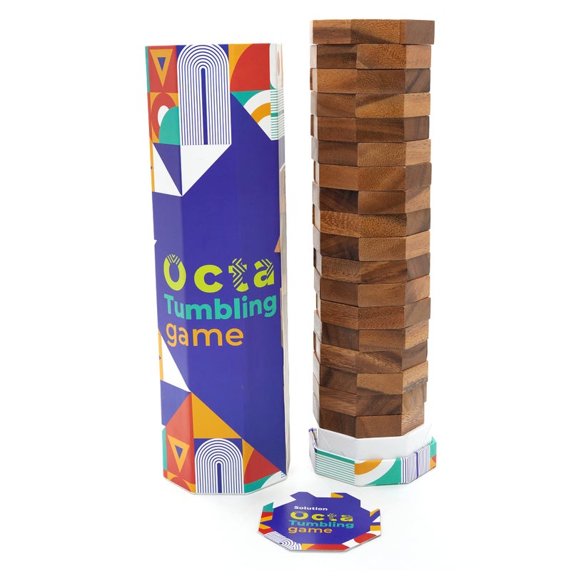 BSIRI Octa Tumbling Tower Game Wooden Stacking Game Outdoor Games for Adults and Family Ideal for Game Night Home Decor for Living Room Classroom Office - Image 3