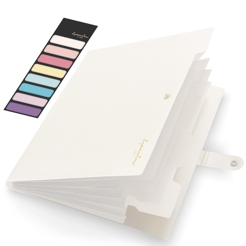 Sooez Accordion File Organizer Letter Size Expanding File Folder with Labels 5 Pocket Folders for Document Portable Paper Bill Receipt Organizer for Home School Office Supplies A4 Size Off White - Image 2