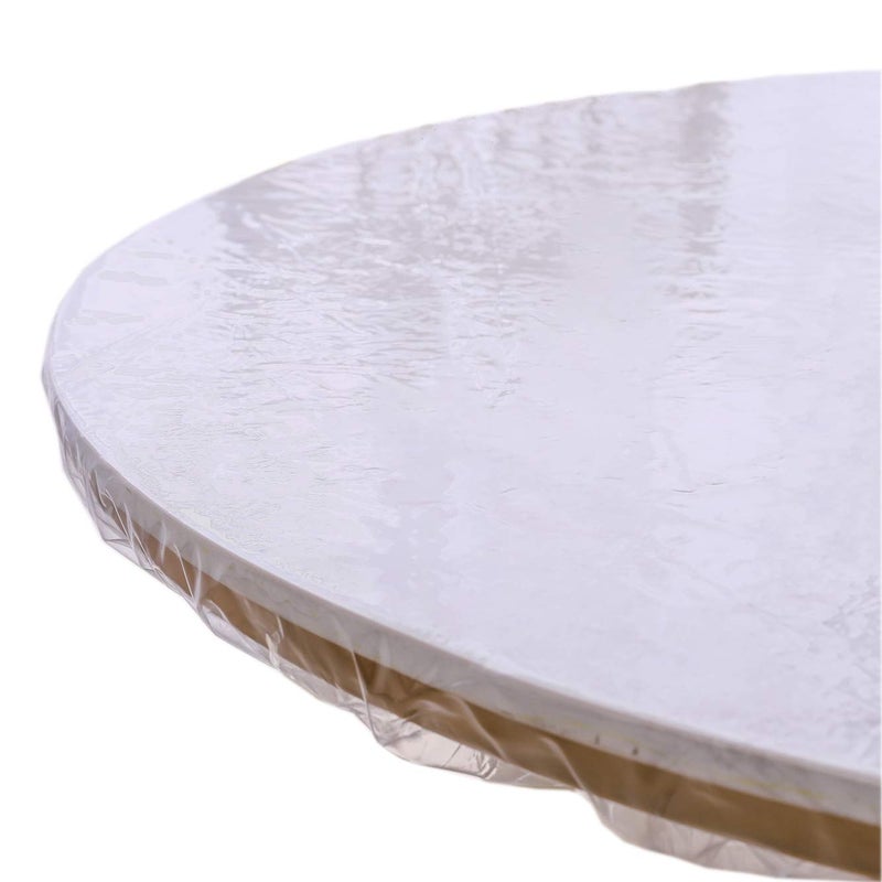 Walrus Clear Round Vinyl Fitted Tablecloth Waterproof Oilcloth Heavy Duty Elasticized Table Cover Elastic Edge Design Plastic Tablecloth Protector for Round Table - Image 1