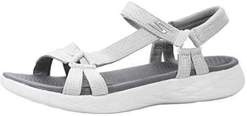 Skechers Women's On-The-GO 600 - Brilliancy Sandals, White/Grey 10 Wide - Image 1