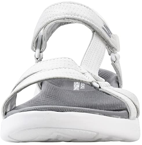 SKECHERS صنادل سكيشرز للنساء أون-ذا-غو 600 - بريق، أبيض/رمادي 10 عريض - Image 2