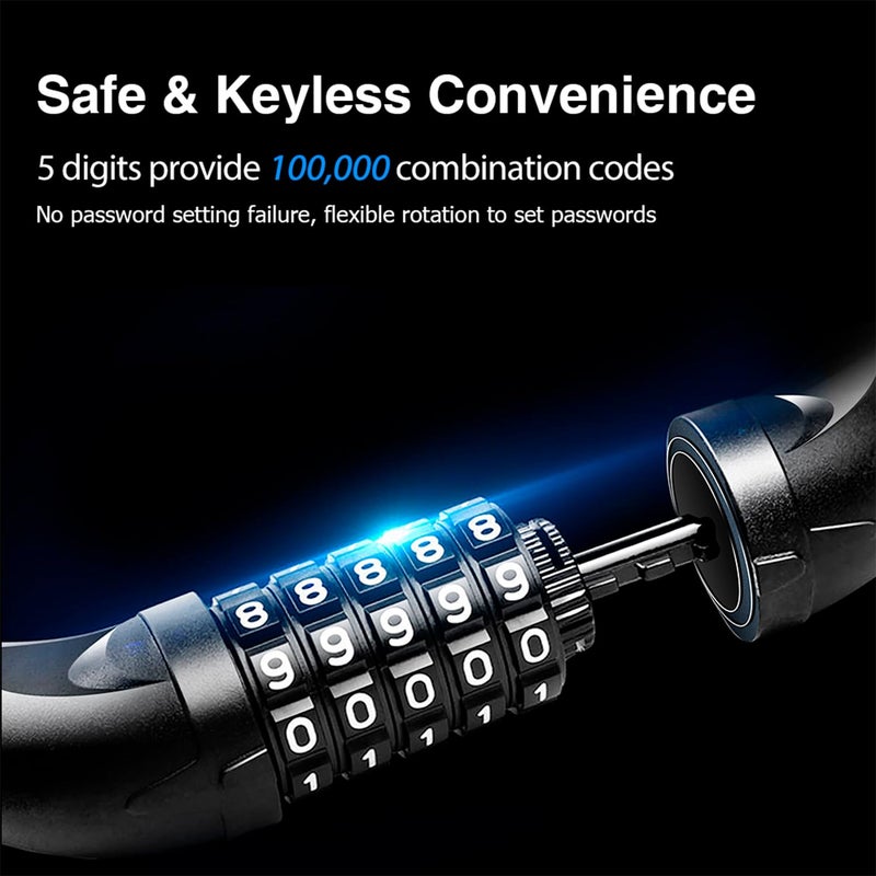 NDakter Bike Chain Lock, 5 Digit Combination Heavy Duty Anti Theft Bicycle Chain Lock, 3.2/4.27/5Ft Long Security Resettable Bike Locks for Bike, Bicycle, Scooter, Motorcycle, Door, Gate, Fence - Image 2