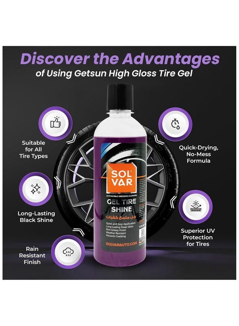 Solvar SOLVAR Gel Tire Shine 470ml – Long-Lasting Gloss, Non-Greasy Finish, Weather Resistant, Easy Use. - Image 2