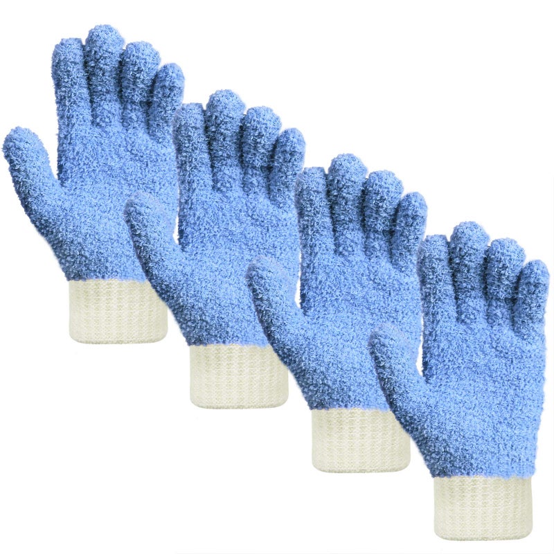 Mig4U Microfiber Dusting Gloves House Cleaning Glove For Blinds  Windows  Baseboard  Shutters  Furniture  And Car  Reusable Lint-Free Blue 2 Pairs S/M - Image 1