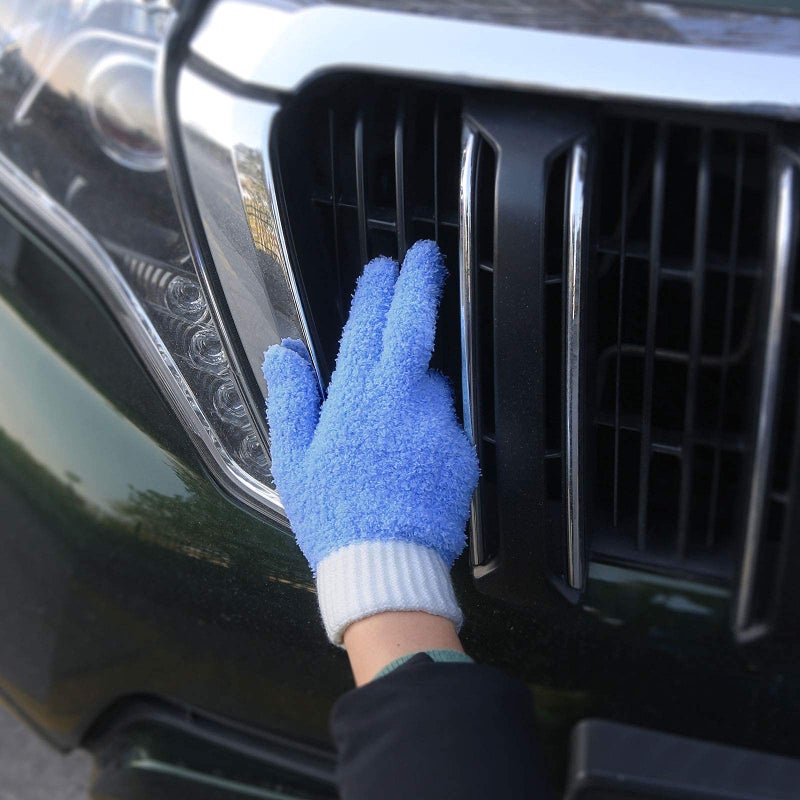 Mig4U Microfiber Dusting Gloves House Cleaning Glove For Blinds  Windows  Baseboard  Shutters  Furniture  And Car  Reusable Lint-Free Blue 2 Pairs S/M - Image 5