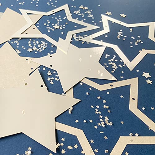 Pinfliers Twinkle Twinkle Little Star Theme Paper Star Bunting, 16 pieces, 2 shade of silver, 66 inches in length - Image 5