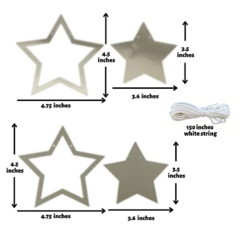 Pinfliers Twinkle Twinkle Little Star Theme Paper Star Bunting, 16 pieces, 2 shade of silver, 66 inches in length - Image 3