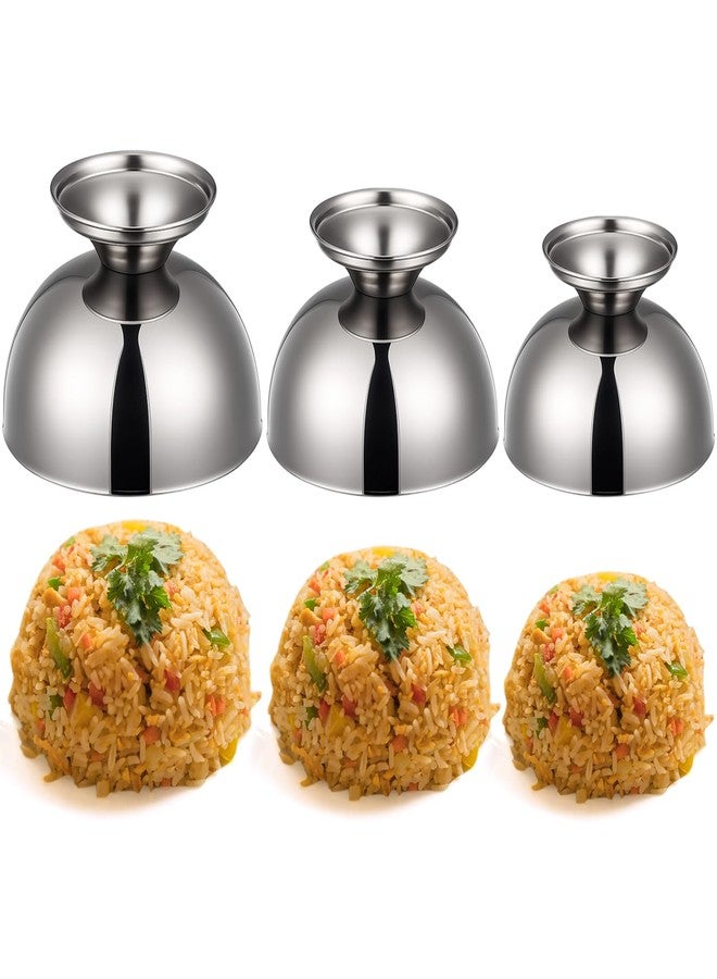 Ferrochef 3 Pcs Stainless Steel Rice Press Mold Round Shaped Egg Fried Rice Shaper Mold 3 Sizes Serving Bowls for Sushi Home Restaurant Dish up Decoration(Silver,5.41oz, 6.76oz, 10.14oz) - Image 1