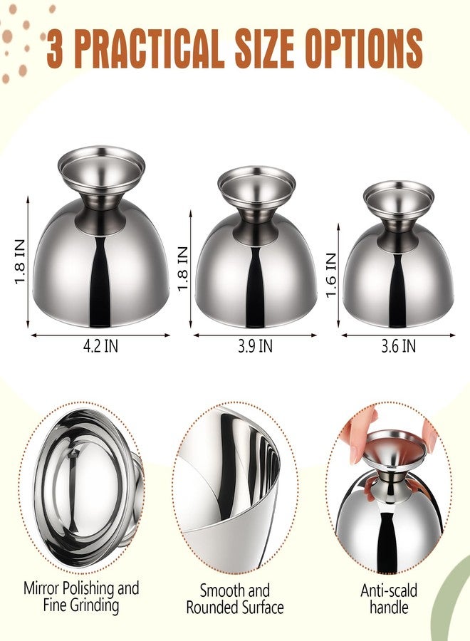 Ferrochef 3 Pcs Stainless Steel Rice Press Mold Round Shaped Egg Fried Rice Shaper Mold 3 Sizes Serving Bowls for Sushi Home Restaurant Dish up Decoration(Silver,5.41oz, 6.76oz, 10.14oz) - Image 2