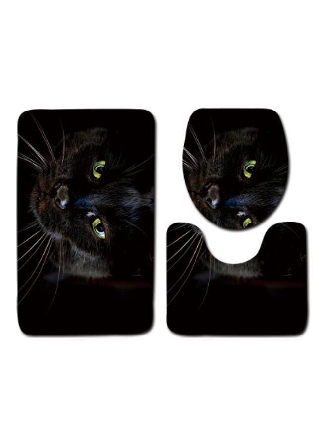 NIBEMINENT 3-Piece Bath Mat Accessory Set black 75x45cm